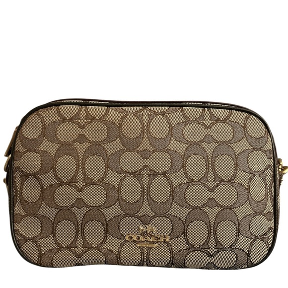 Coach Isla Chain Crossbody In Signature Jacquard in Khaki/Brown/Light Gold - Picture 2 of 10